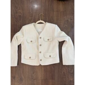 J.ING Ivory Gold Pear Buttons Crop Blazer NWT Women SIZE M Elegant Cropped